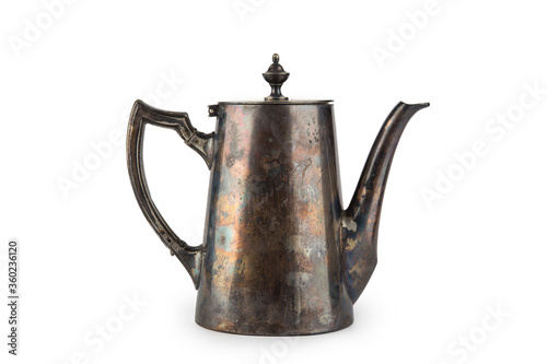 old brass coffee pot, isolate on a white background