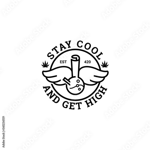 Stay cool and get high cannabis logo template