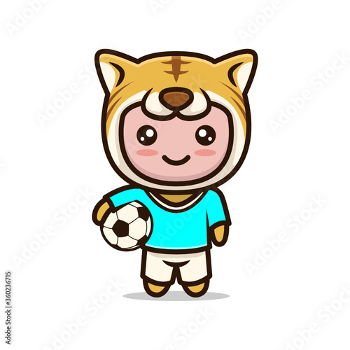 Tiger cute mascot soccer-related design