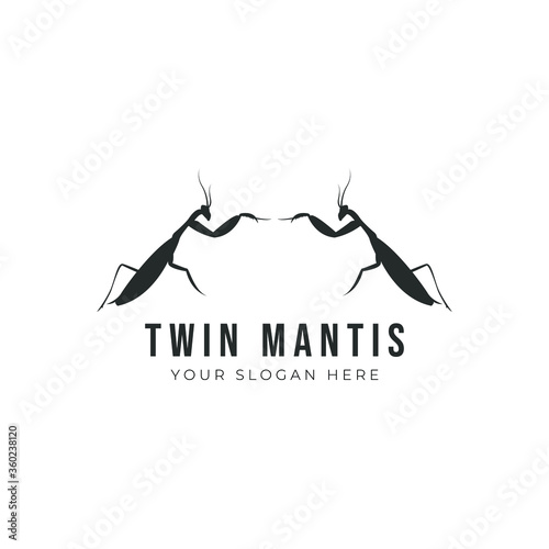 Mantis logo design. Vector design of silhouette mantis