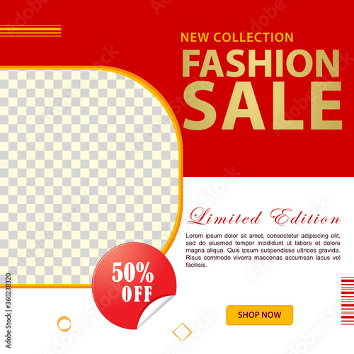 Fashion Ecommerce Social Media Post Template Design set of vector sale tags.