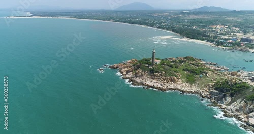 Aerial view of Ke Ga Lighthouse in Binh Thuan Province, Vietnam.