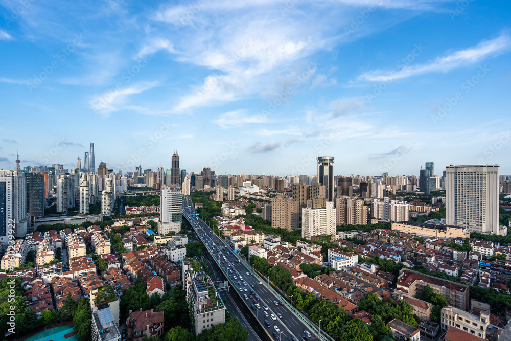 Fototapeta premium city skyline in shanghai china