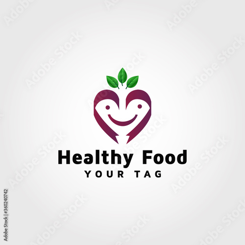 Healthy food vector logo design template idea