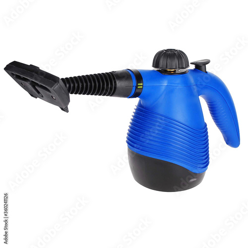 Steam blue cleaner on white background