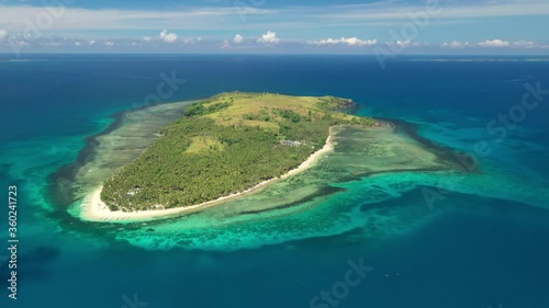 Natural Beauty of Philippines. Aerial View of Isolated Tropical Island and Turquoise Reefs. Corregidor, Luzon photo