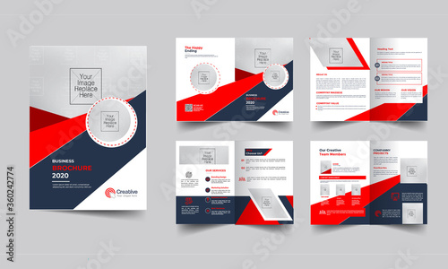Brochure template design, creative business profile template layout, 8 pages, annual report, minimal, multipage brochure design.