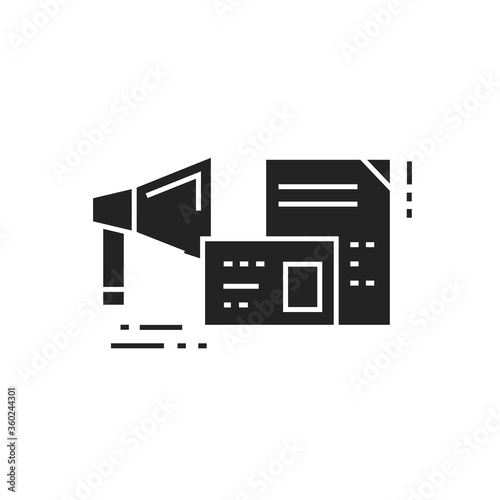 Information distribution glyph black icon. Advertising and promotion of social protest. Pictogram for web page, mobile app, promo.