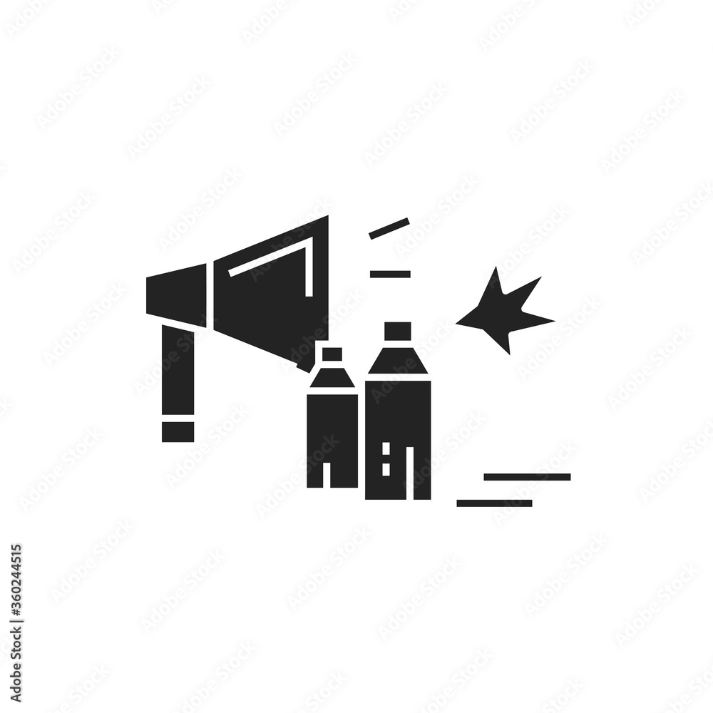 Revolution glyph black icon. Civil unrest, vandalism. Social protest. Pictogram for web page, mobile app, promo.