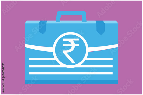 Indian Rupee Money inside case box vector icon logo illustration and design. India currency, business, payment and finance element. EPS 10 Vector illustration. Can be used for web, mobile, infographic