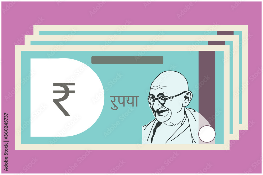 Bundle of Indian Rupee Money. Multi Color Flat Design Indian rupee. Indian Currency. Translation