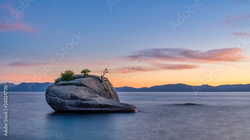 Lake Tahoe's Bonsai Rock at Sunset