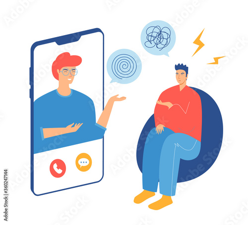 Online psychotherapy concept. Psychological counseling. Vector illustration.