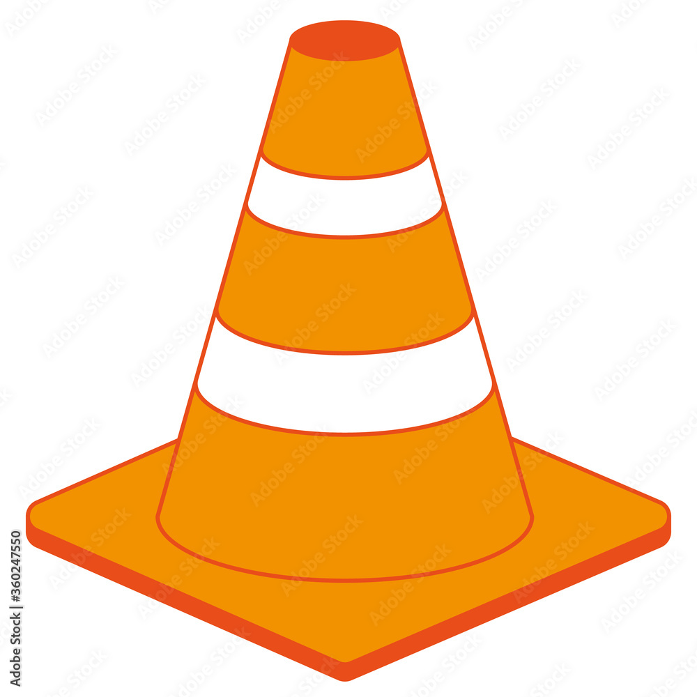 Orange road traffic cone icon vector Orange road traffic cone icon vector