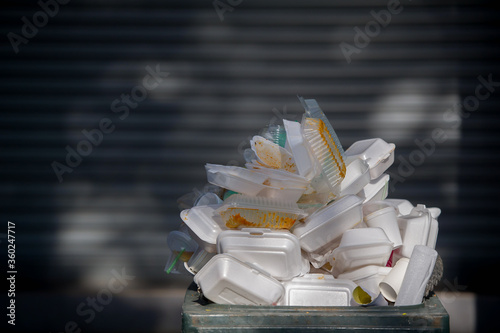 Принти на полотні pile of waste foam and plastic in bin