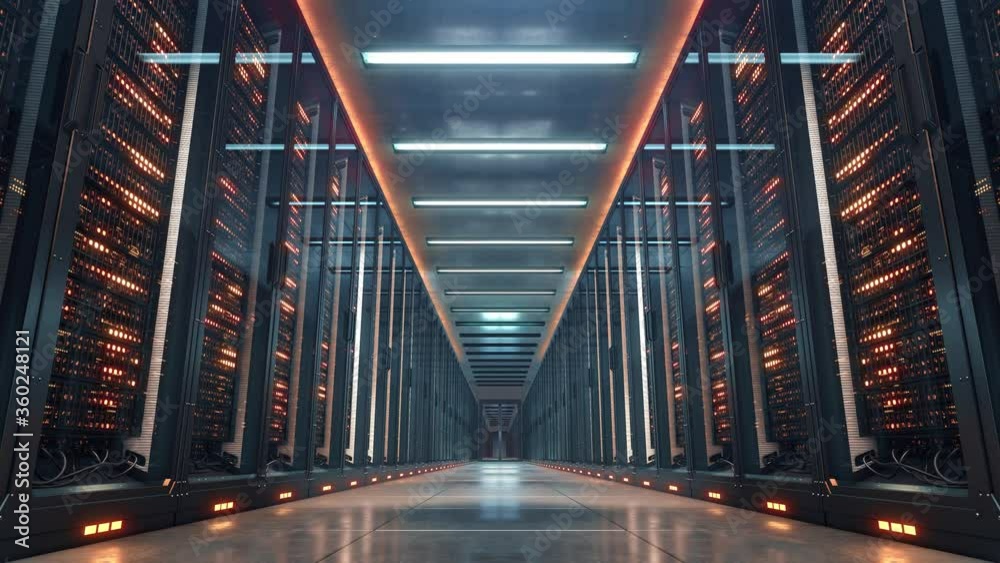 Digital Server Room Background. 3d rendering