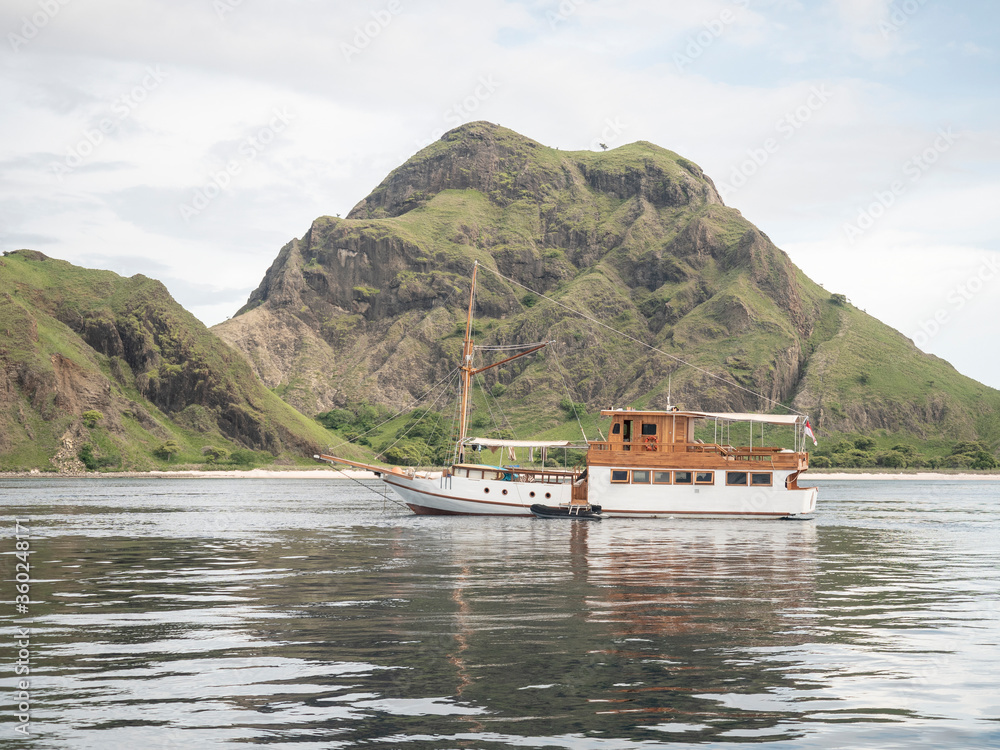 Landscape with the boat, Komodo island - Indonesia.