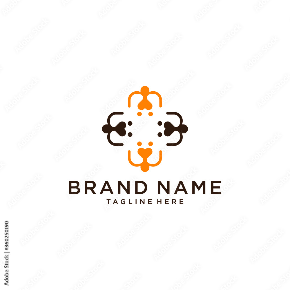 cross medical dog vector graphic logo line style