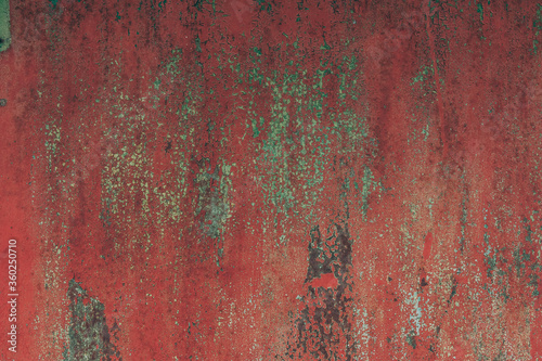 Abstract metal texture background. Old surface in rust and dirt in red color.