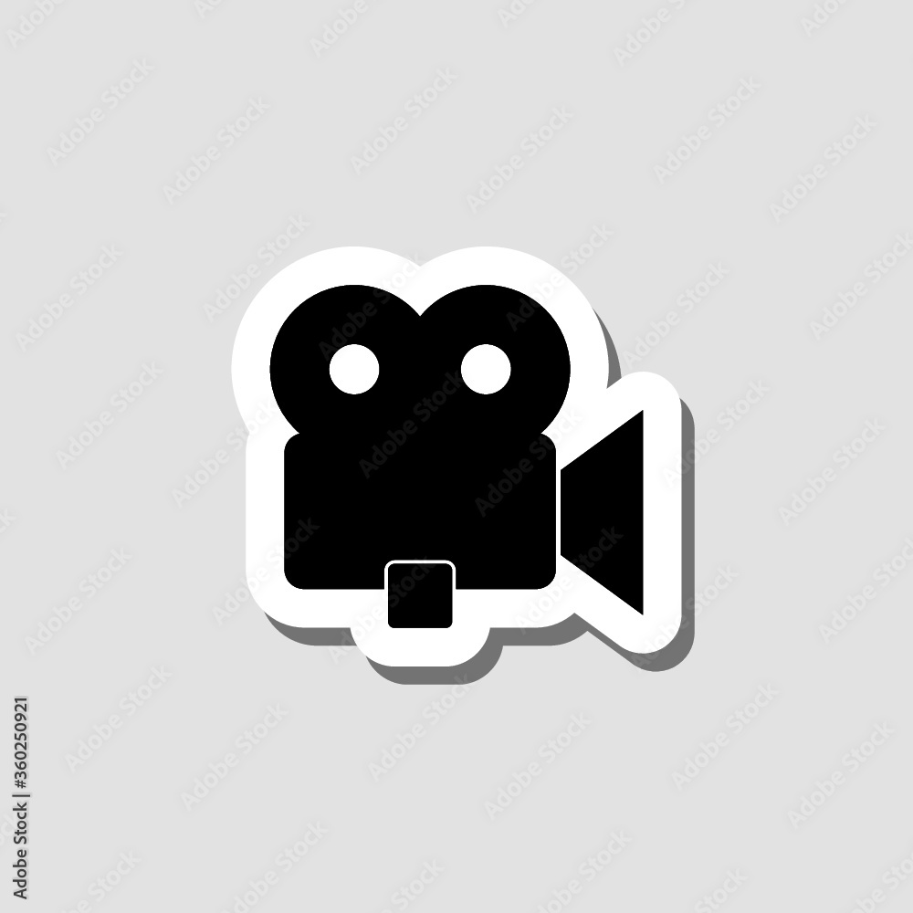 Film Camera Sticker Icon on gray Background Film Camera Sticker Icon on gray Background