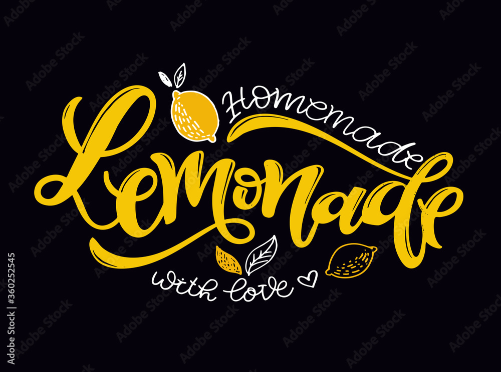 Motivation hand drawn doodle lettering quote about lemonade. Summer homemade lemonade label art. Template design for banner, poster, t-shirt design. - obrazy, fototapety, plakaty 