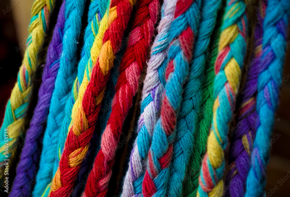 Close up of a colorful thread tissue
