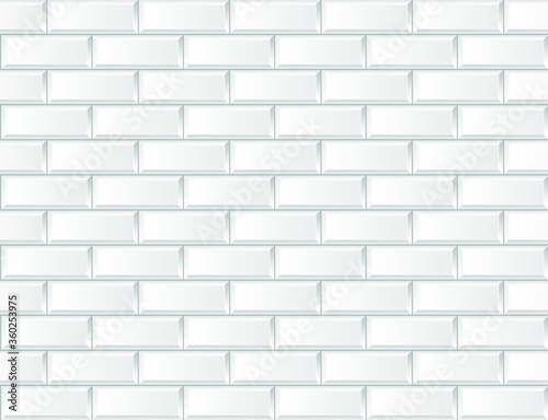 Seamless white brick ceramic tile. Nordic & Scandinavian design background. Vector wall. Trend illustration