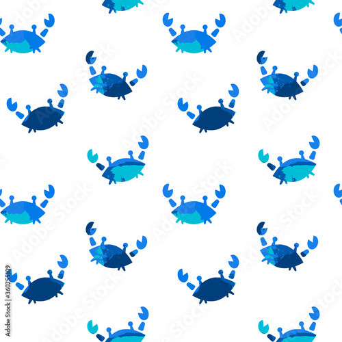 baby seamless pattern with silhouettes of blue crabs. texture effect. Marine theme. for packaging, paper, fabric. print for clothes
