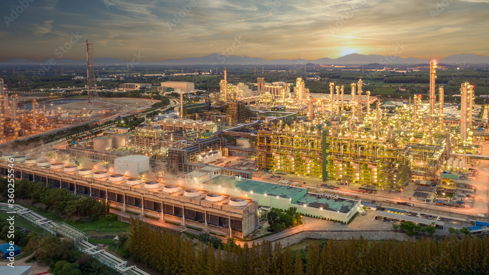 Aerial view oil refinery, refinery plant Aerial view oil refinery, refinery plant