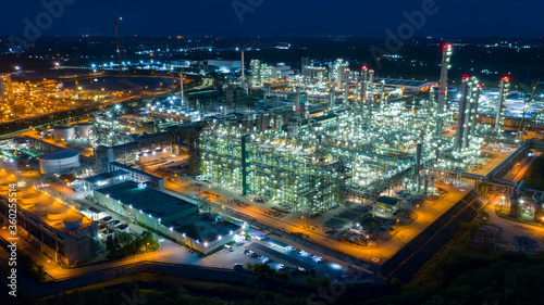 Aerial view oil refinery, refinery plant