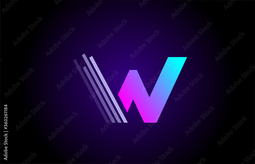 W alphabet letter logo for company and business. Blue pink design for identity W alphabet letter logo for company and business. Blue pink design for identity