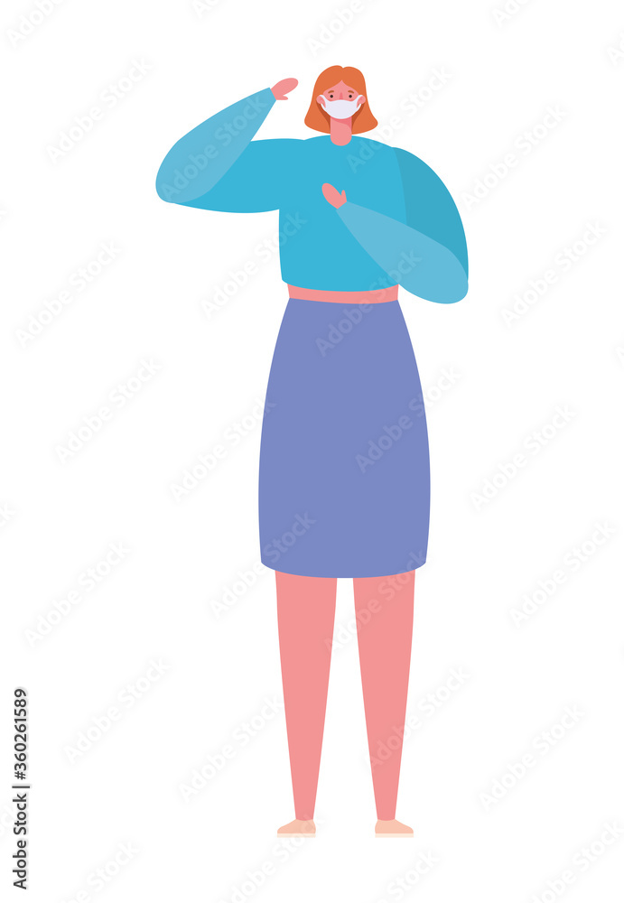 woman with mask design of medical care and covid 19 virus theme Vector illustration woman with mask design of medical care and covid 19 virus theme Vector illustration