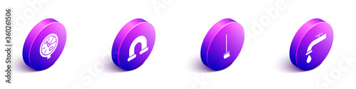 Set Isometric Water meter, Industry metallic pipe, Mop and Water tap icon. Vector