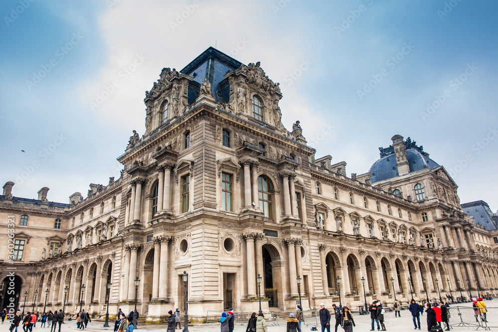 The Louvre Museum in a freezing winter day just before spring in Paris