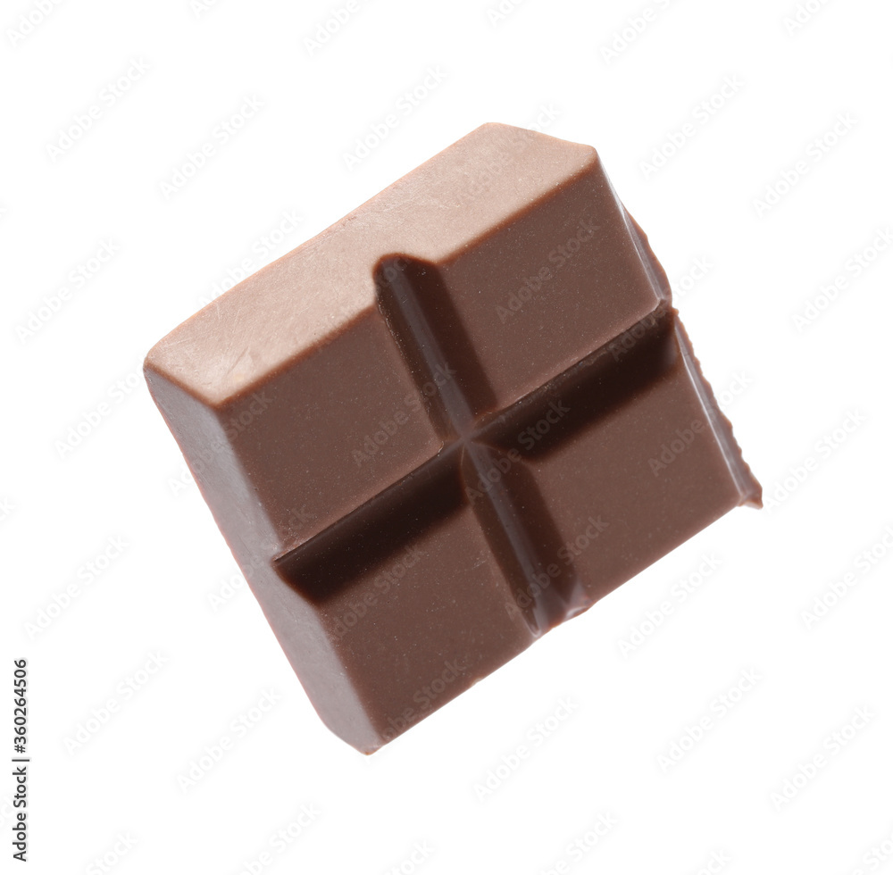 Piece of delicious milk chocolate isolated on white Piece of delicious milk chocolate isolated on white