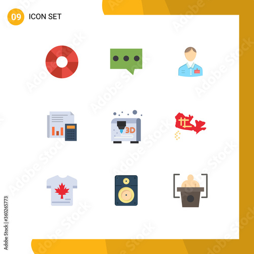 9 Creative Icons Modern Signs and Symbols of financial, business, doorman, budget, accounting