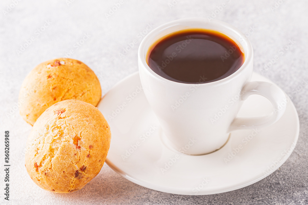 Traditional Brazilian breakfast - cheese bread and coffee. Traditional Brazilian breakfast - cheese bread and coffee.
