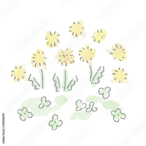 えんぴつ手描きタッチのベクターイラスト【春の暖かい季節】