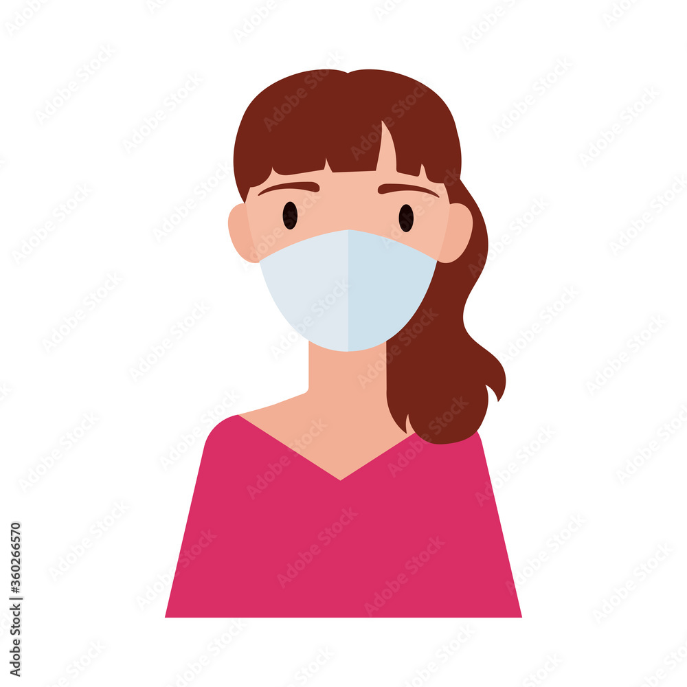 woman wearing medical mask flat style