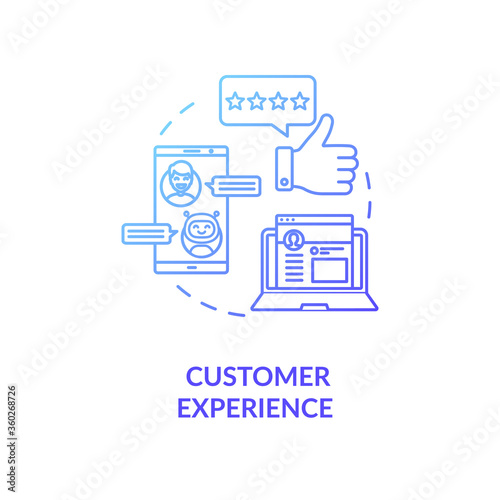 Customer experience blue gradient concept icon. Positive rating for company services. User review. Client feedback idea thin line illustration. Vector isolated outline RGB color drawing