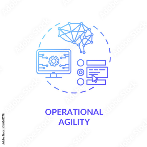 Operational agility blue gradient concept icon. System support. Technology innovation. Digital transformation for business idea thin line illustration. Vector isolated outline RGB color drawing
