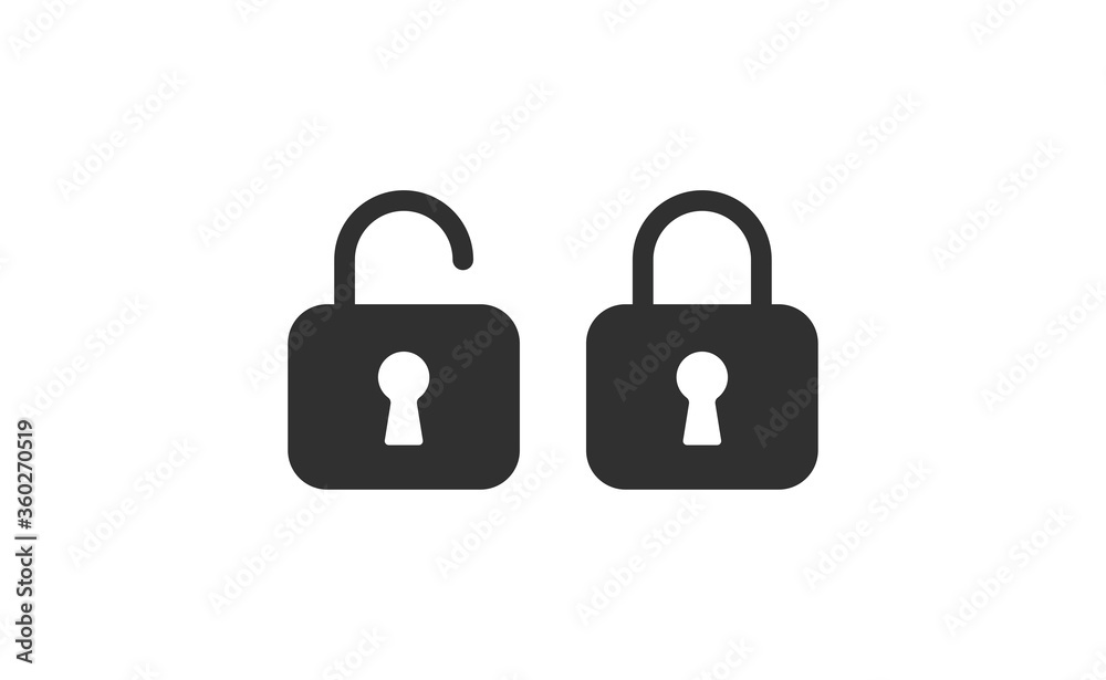Lock icon, security symbol. Padlock pictogram. Lock icon, security symbol. Padlock pictogram.
