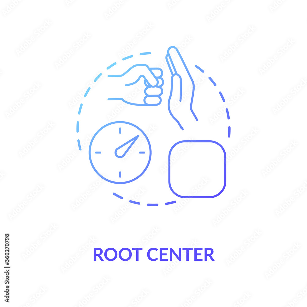 Root center blue gradient concept icon. Pressure channel. Stress level. Chakra in body system, energy type. Human design idea thin line illustration. Vector isolated outline RGB color drawing