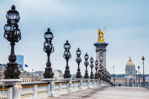 The famous Pont Alexandre III in a freezing winter day in Paris © anamejia18