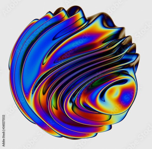 3D rendering of Glossy distorted holographic sphere. Synthwave and  vaporwave style aesthetics. Stock Illustration | Adobe Stock