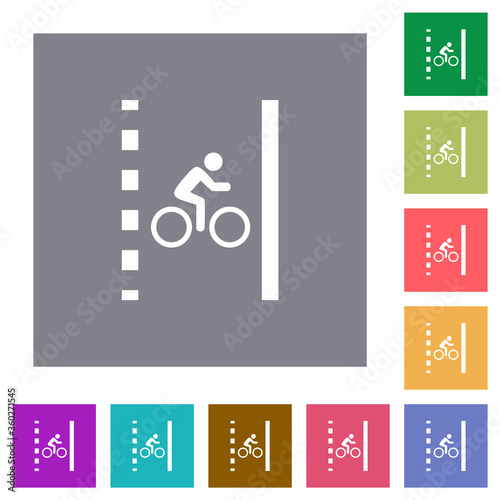 Bicycle lane square flat icons