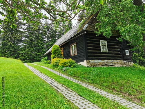 Poland Pieniny Mountains. Rural old wooden house.
