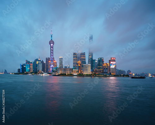 shanghai skyline at night