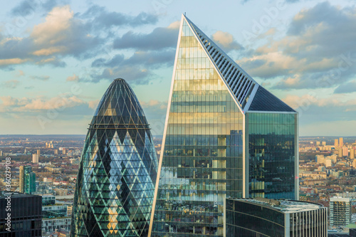 The Scapel building and The Gherkin which is also known as the Swiss Re building, London, England