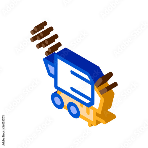 wood crusher machine icon vector. isometric wood crusher machine sign. color isolated symbol illustration